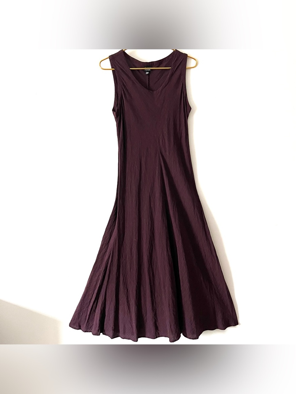 Eileen Fisher Plum Purple Linen Blend Textured Woven Sleeveless Maxi Dress M